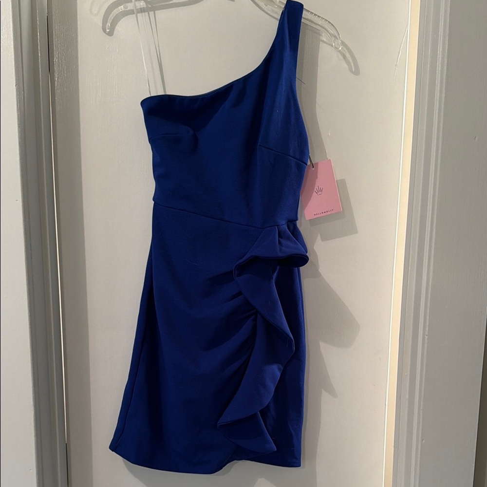 Elegant Blue One-Shoulder Dress
